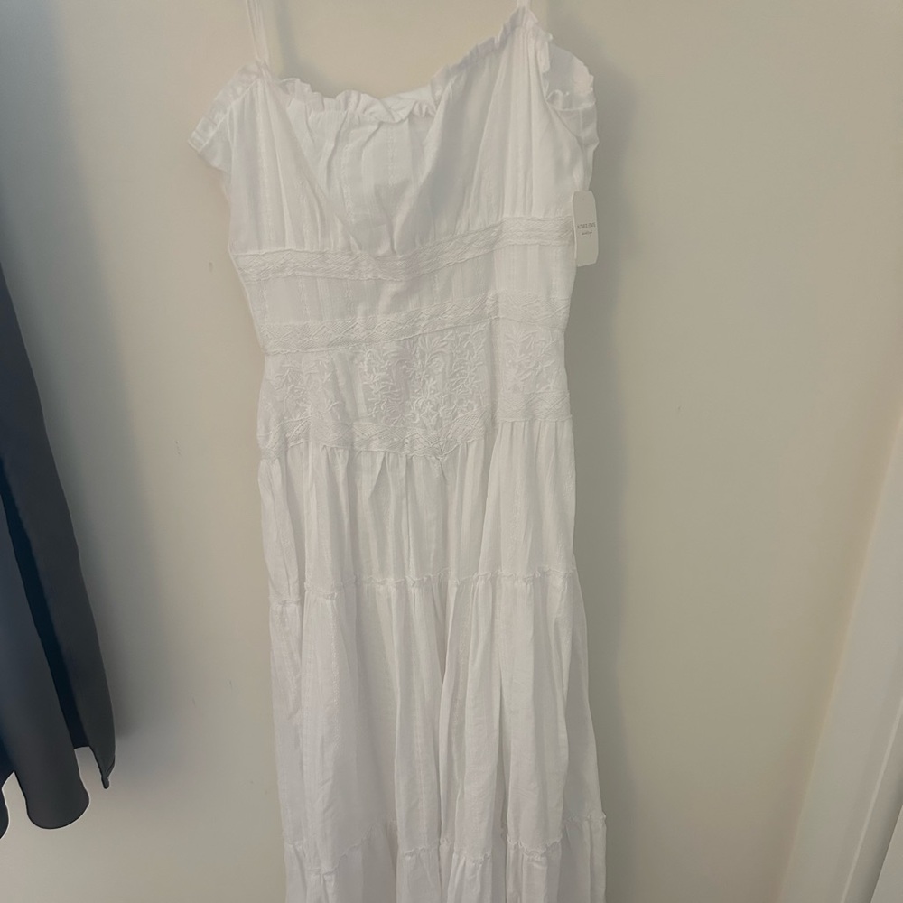 Altar'd State White Nina textured Lace Maxi Dress